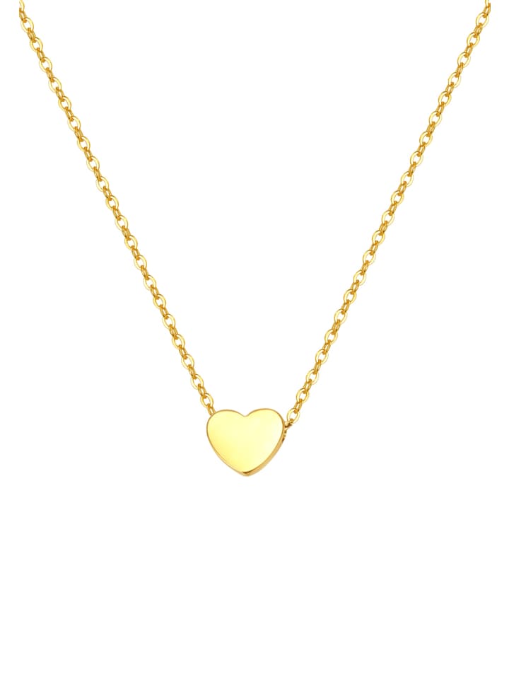 Vergold. Kette Herz Anhänger Edelstahl in Gold - (L) 46-51 cm
