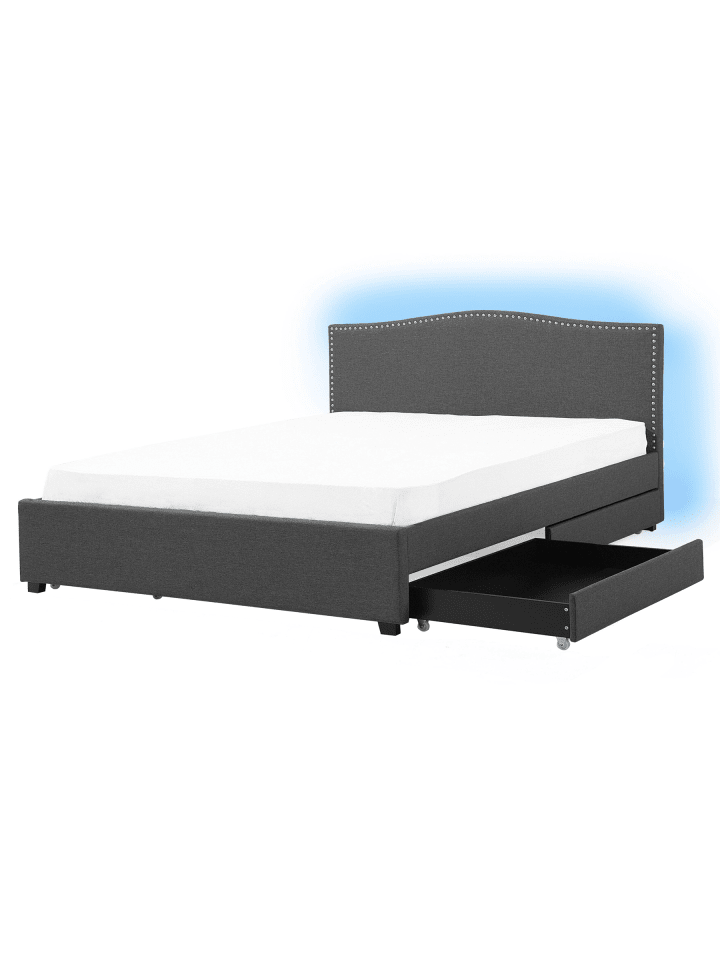 Doppelbett mit LED MONTPELLIER in Grau - (W) 167 x (H) 110 x (L) 213 cm