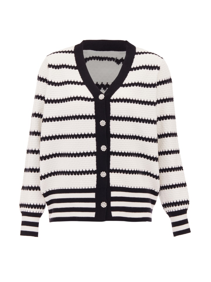 Damen Strickjacke in Weiss Schwarz