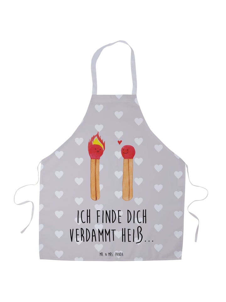 Grillschürze Streichhölzer mit Spruch in Grau Pastell