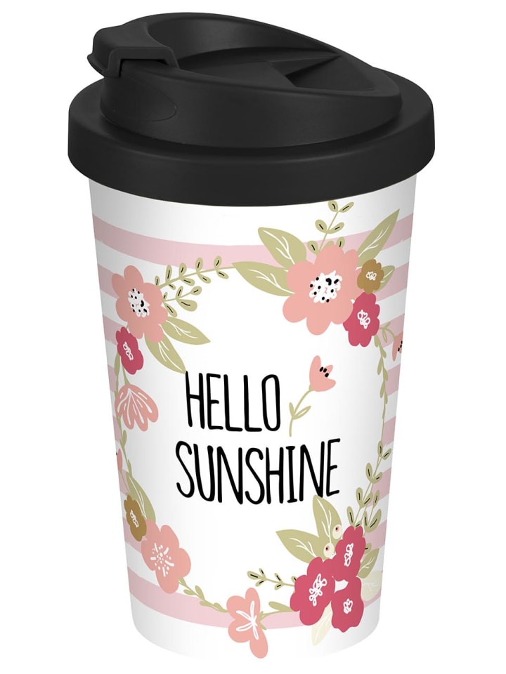 Coffee to go Becher Hello Sunshine in Weiß - 400 ml