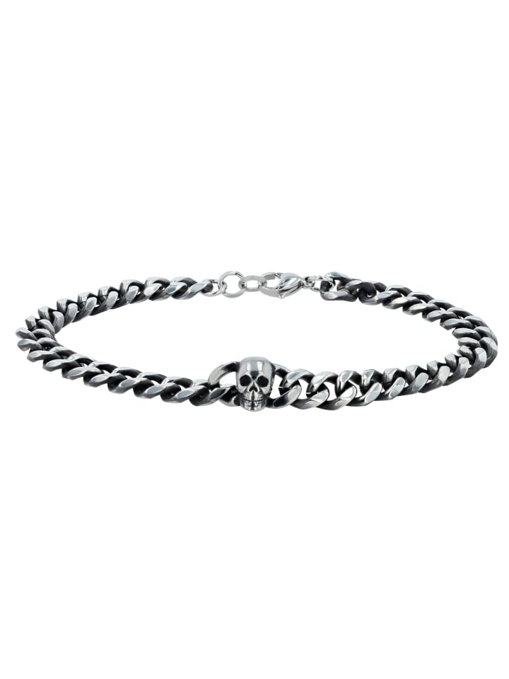Herren Armband – Panzerarmband Totenkopf aus Edelstahl 22,5 cm in silber