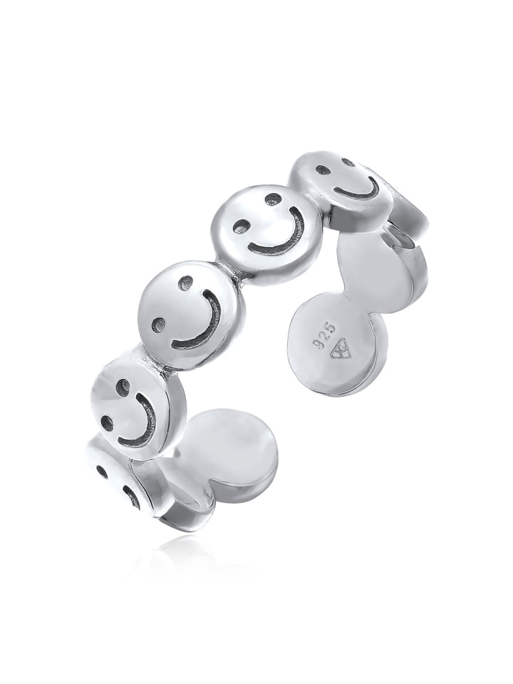Ring 925 Sterling Silber mit Smiling Face in Silber