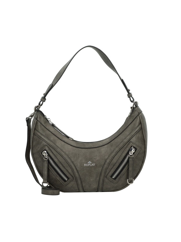 Schultertasche 34 cm washed black