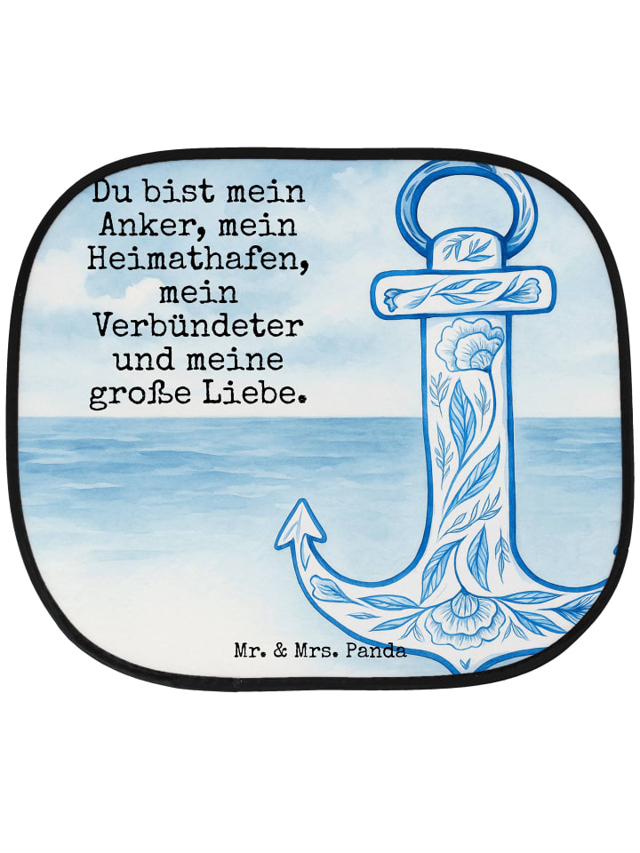 Sonnenschutz Auto Anker Blau Design mit Spruch in Weiß