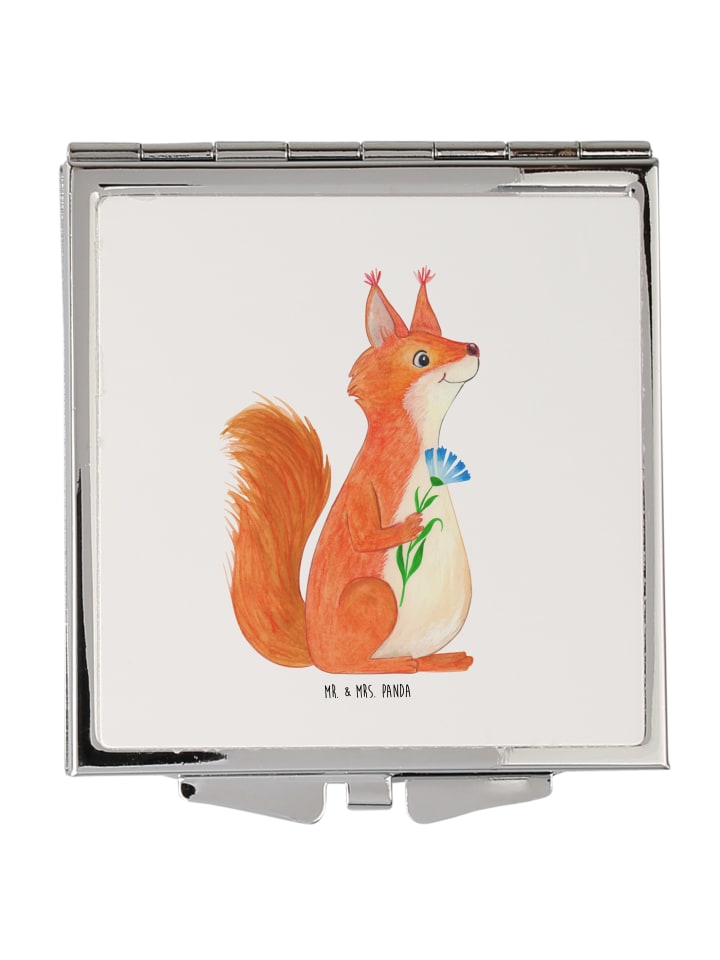 Schminkspiegel Eichhörnchen Blume ohne Spruch in Weiß