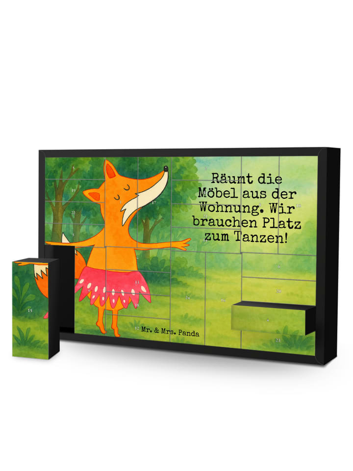 Adventskalender Fuchs Ballerina Design mit Spruch in Weiß