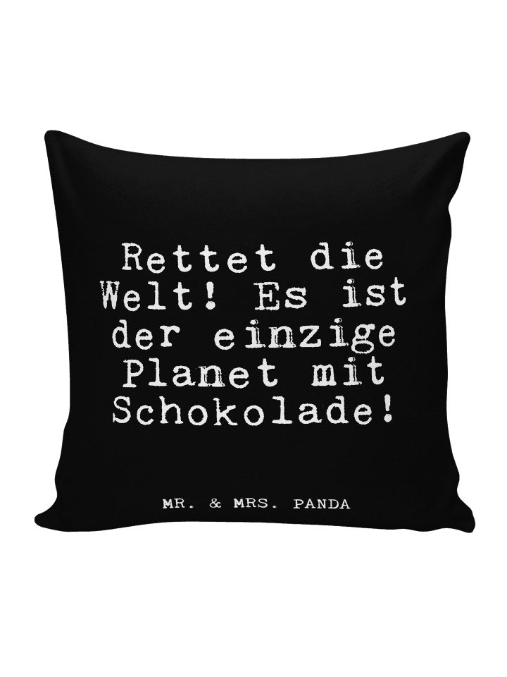 Couchkissen Rettet die Welt! Es... mit Spruch in Schwarz
