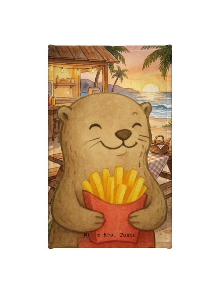 Kinderhandtuch Otter Pommes Design ohne Spruch in Weiß