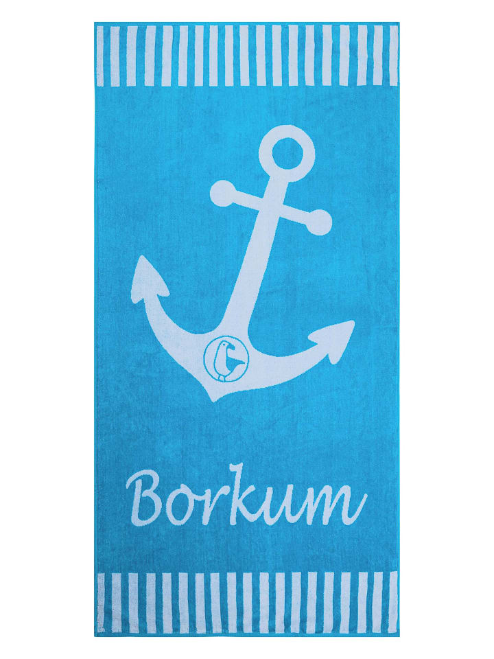 Strandhandtuch "Borkum" 180x88cm in azuro-white