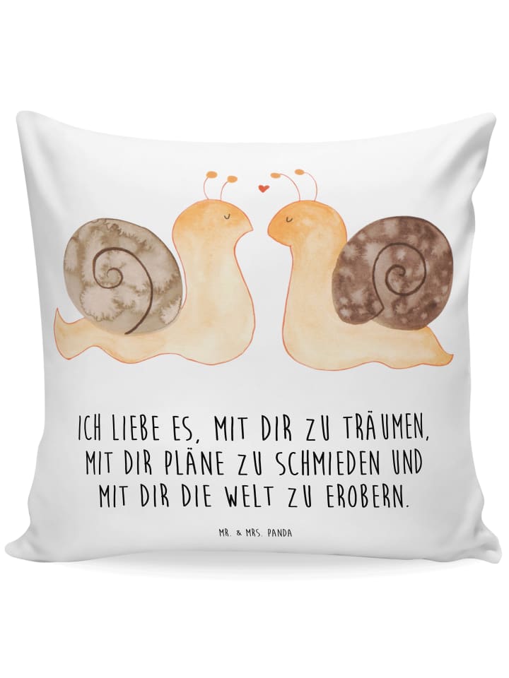 Kissen Schnecken Liebe mit Spruch in Weiß