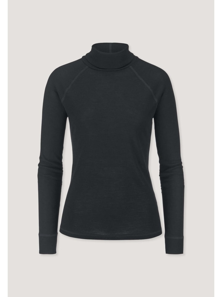Hessnatur Longsleeve Slim aus Bio-Merinowolle und TENCEL™ Lyocell in schwarz