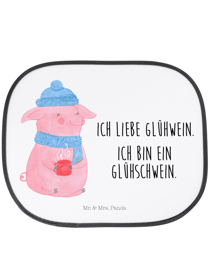 Sonnenschutz Auto Schwein Glühwein mit Spruch in Weiß