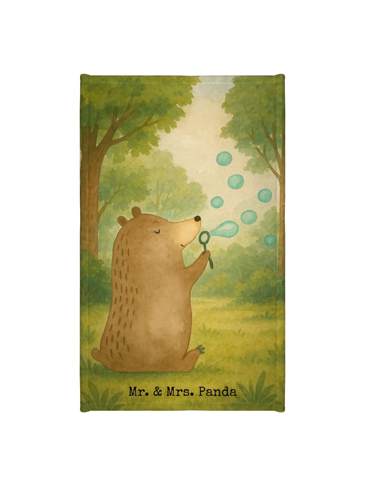 Handtuch Bär Seifenblasen Design ohne Spruch in Weiß