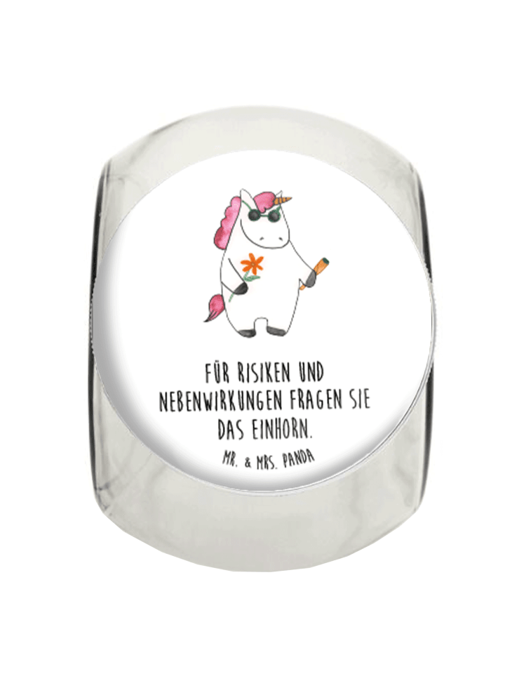 Bonbonglas Einhorn Woodstock mit Spruch in Weiß