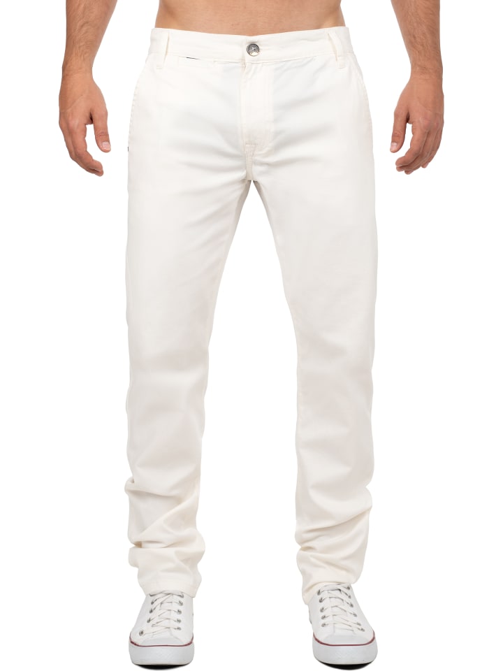 Herren Regular Fit Hose Mid Waist in White