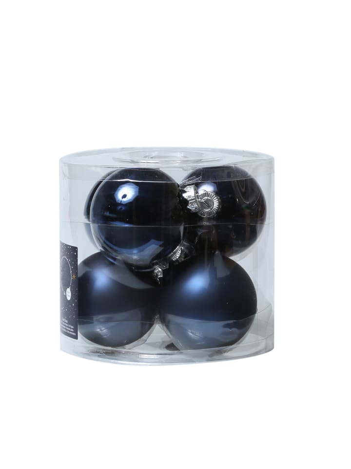 6er Set Weihnachtskugeln Baumkugeln Glas D: 8cm in dunkelblau