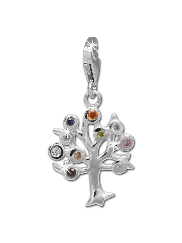 Anhänger Silber 925 Sterling Silber Lebensbaum bunt Charmsanhänger