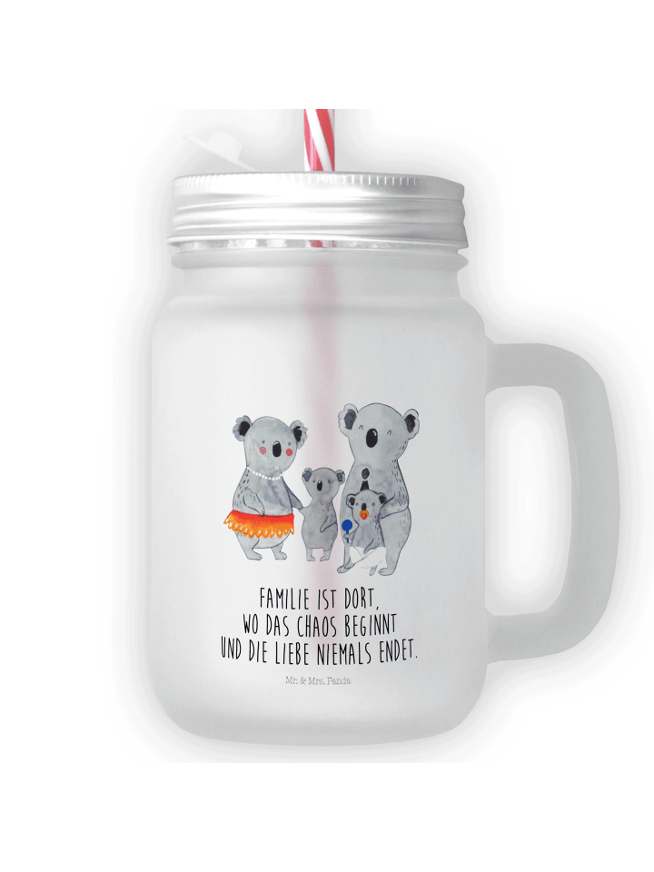 Einmachglas Koala Familie mit Spruch in Transparent