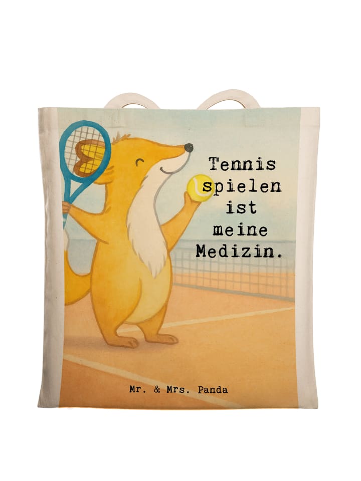 Tasche Fuchs Tennis spielen Design mit Spruch in Weiß