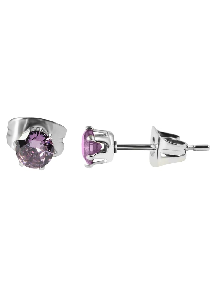 Damen Ohrringe – Ohrstecker aus Edelstahl mit Zirkonia in silber