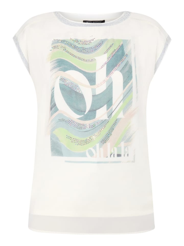 Blusenshirt mit Aufdruck in Patch Cream/Green