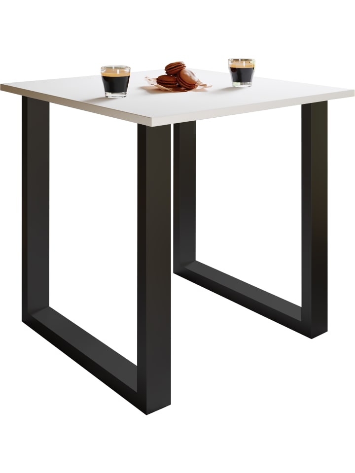 Premium Holz Esstisch Tisch Xona U Silber in Schwarz / Weiß