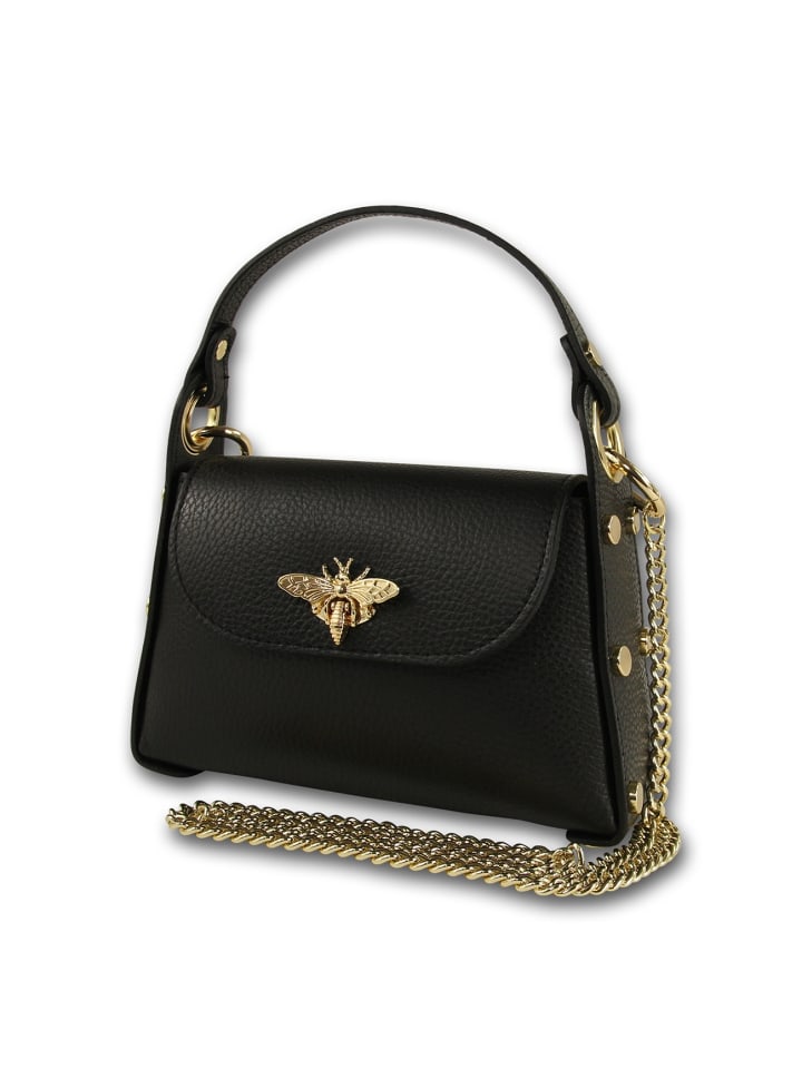 Leder Umhängetasche Toscanto Tasche schwarz ca. 19cm
