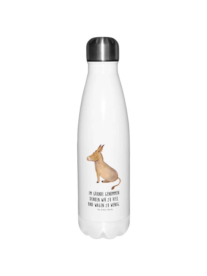 Trinkflasche Esel mit Spruch in Weiß