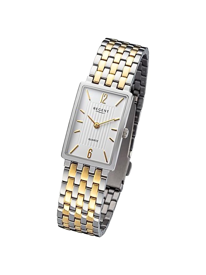 Analog-Armbanduhr Regent Metallarmband silber, gold extra groß (ca. 20x29mm)