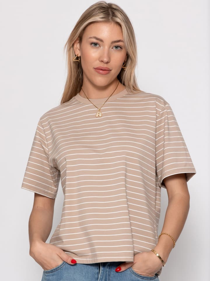 Gestreiftes T-Shirt in Braun