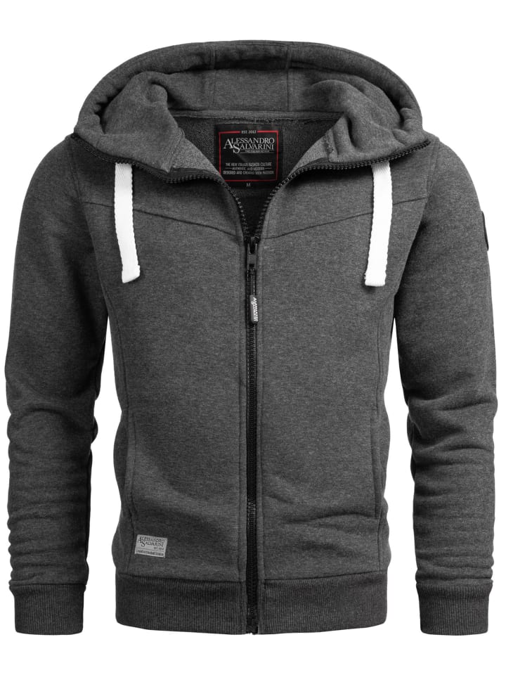 Jacke A. Salvarini Herren Kapuzenpullover AS123 in Duneklgrau