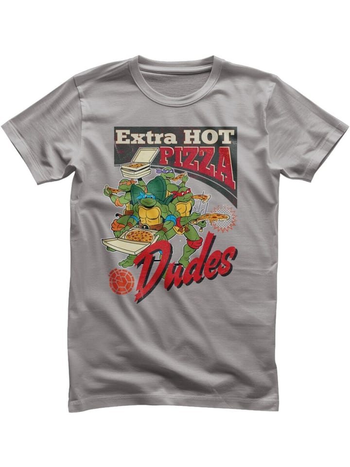 T-Shirt "Extra Hot Pizza Dudes T-Shirt" in Grau