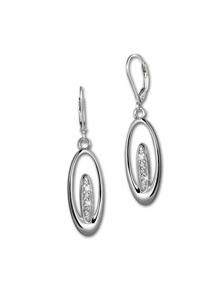 925er Sterling Silber, Zirkonia Damen Ohrhänger Ohrring ca. 3,9cm
