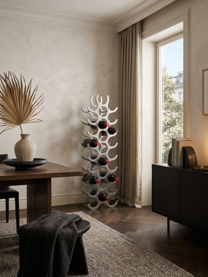 Design Aluminium Weinregal 27 Flaschen in Silber 31x98x14 cm,