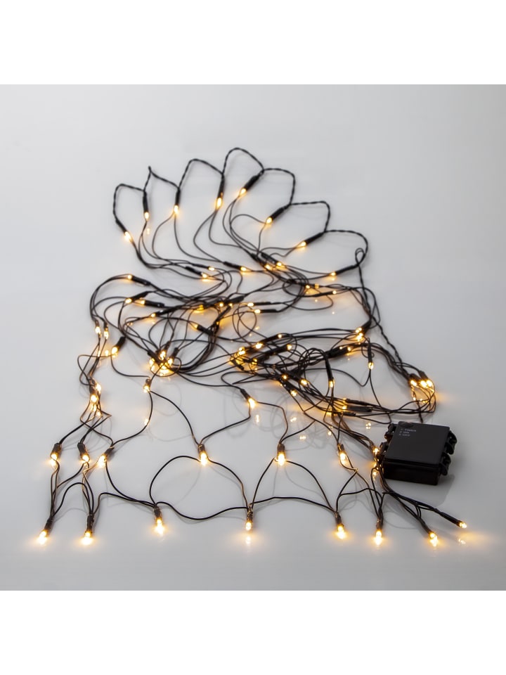 Netz LED-Lichterkette ,Akku, Batterie, warmweiß, outdoor, 80 LEDs, 15
