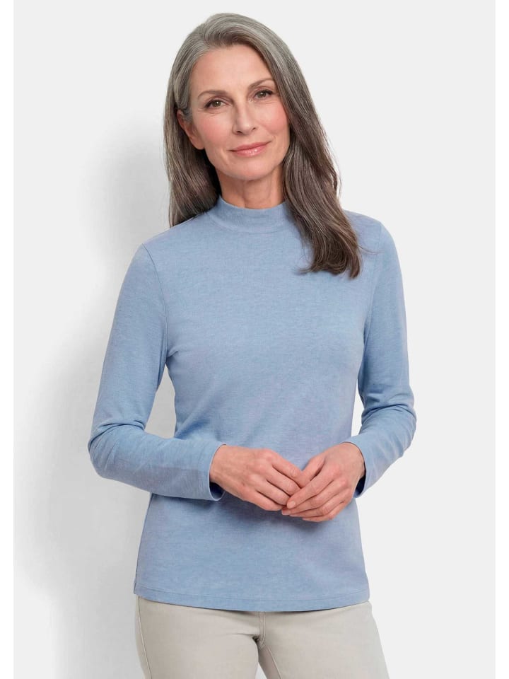 Baumwollshirt mit Langarm in hellblau / melange