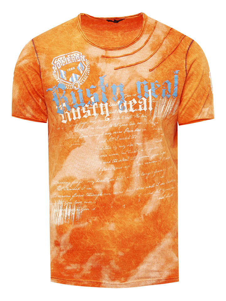 Color Tie Dye Batik T-Shirt mit Logo-Print in Orange