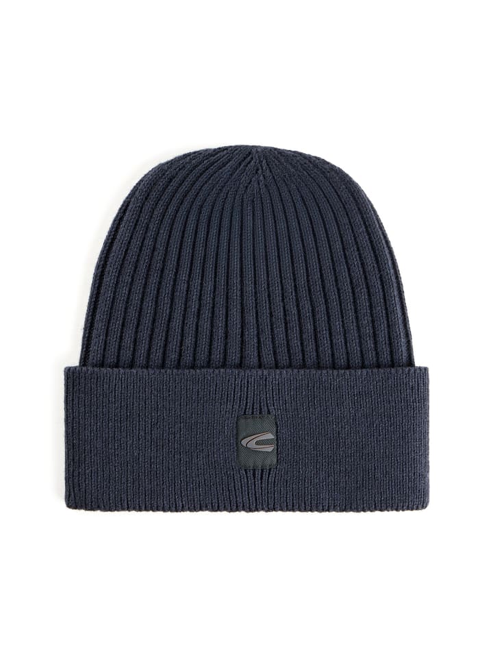 Strickmütze aus Baumwollmix in Navyblau