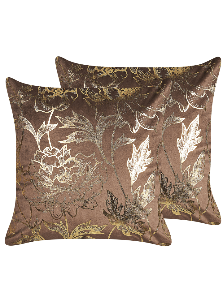 2er-Set Dekokissen MONTIJO in Braun/Gold