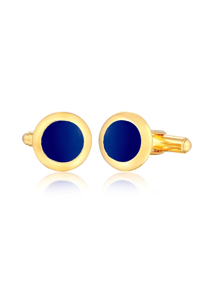Manschettenknopf 925 Sterling Silber Kreis in Gold