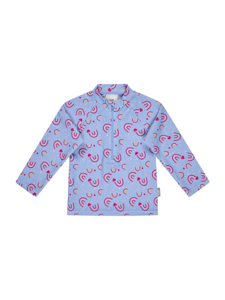 Badeshirt langarm Regenbogen in bleu