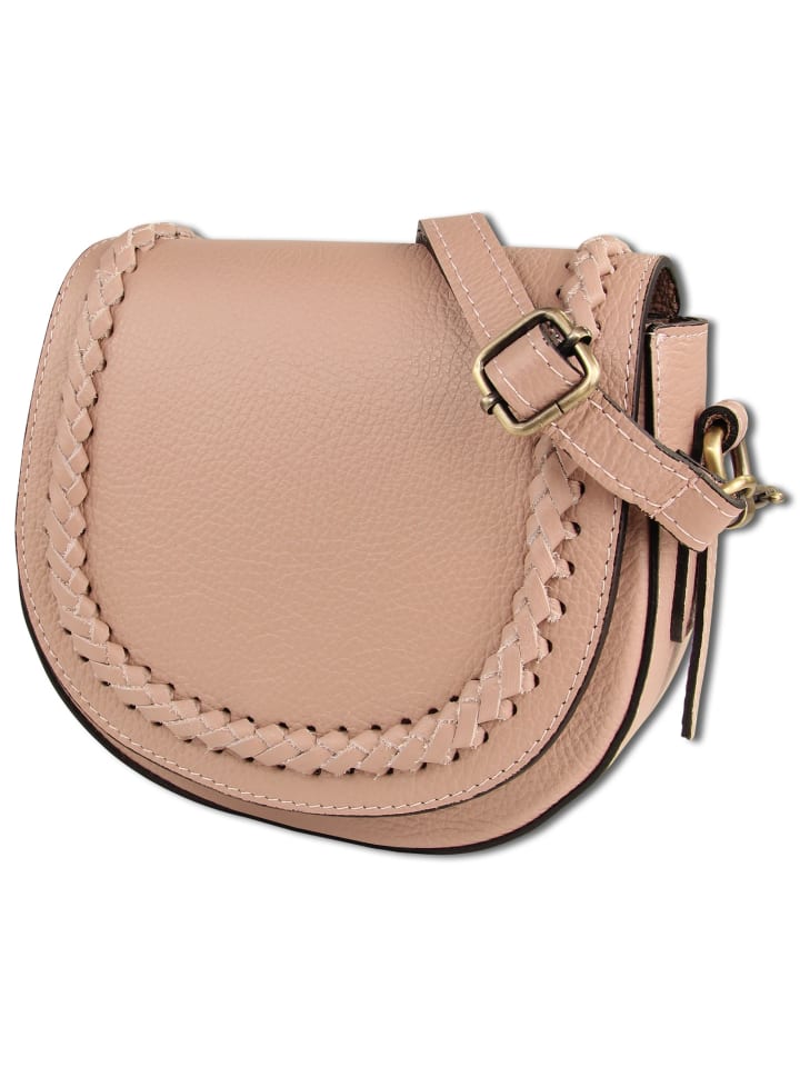 Leder Schultertasche, Umhängetasche Toscanto Tasche rosa ca. 21cm