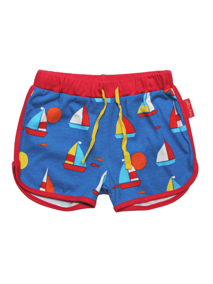 Shorts mit Segelboot Print in blau