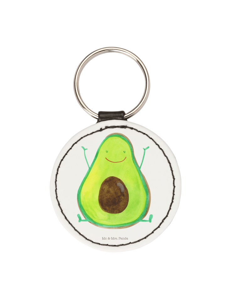 Schlüsselanhänger Avocado Glücklich ohne Spruch in Weiß