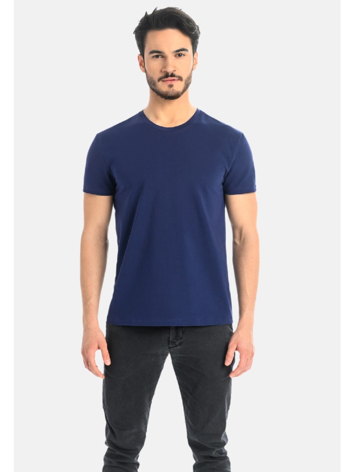Klassisches Herren-T-Shirt aus Baumwolle Luca in blau