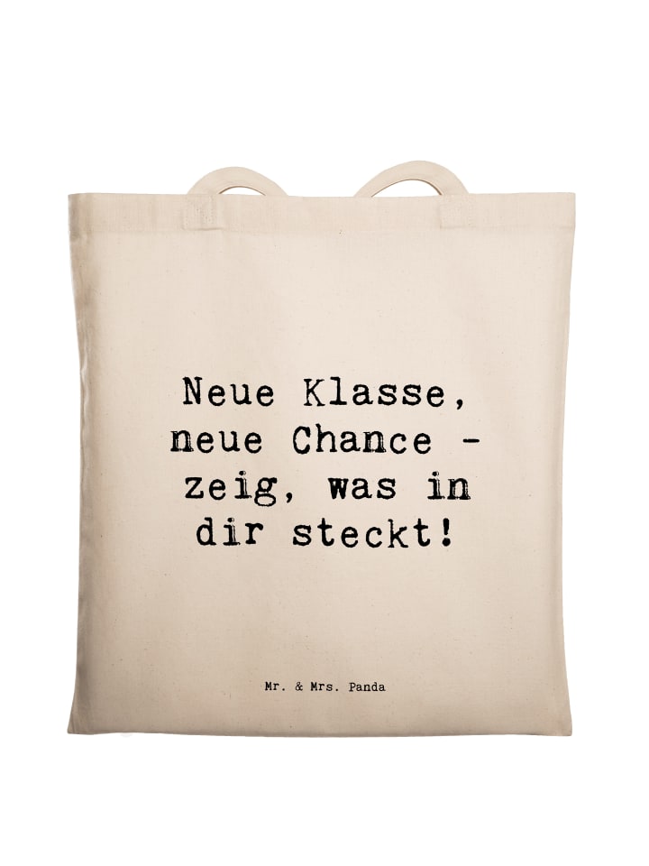 Einkaufstasche Spruch Erster Schultag Neue Klas... in Creme