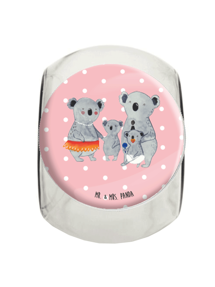 Bonbonglas Koala Familie ohne Spruch in Rot Pastell