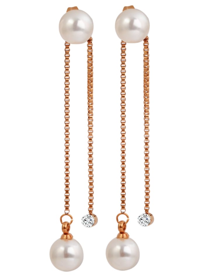 Damen Ohrringe – Ohrstecker aus Edelstahl mit Perle in gold