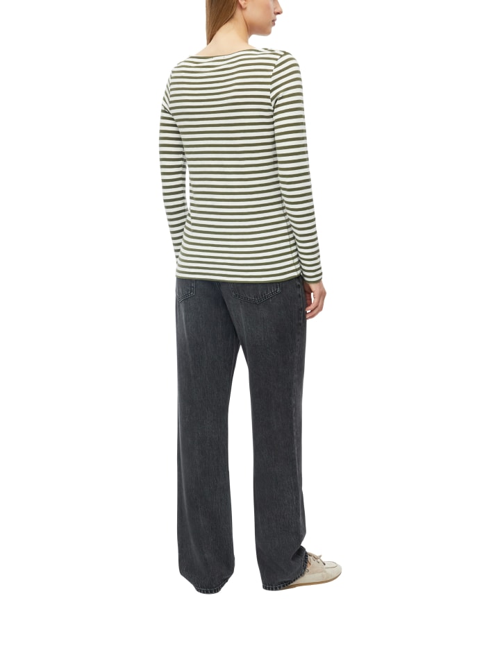 Langarmshirt in khaki weiß